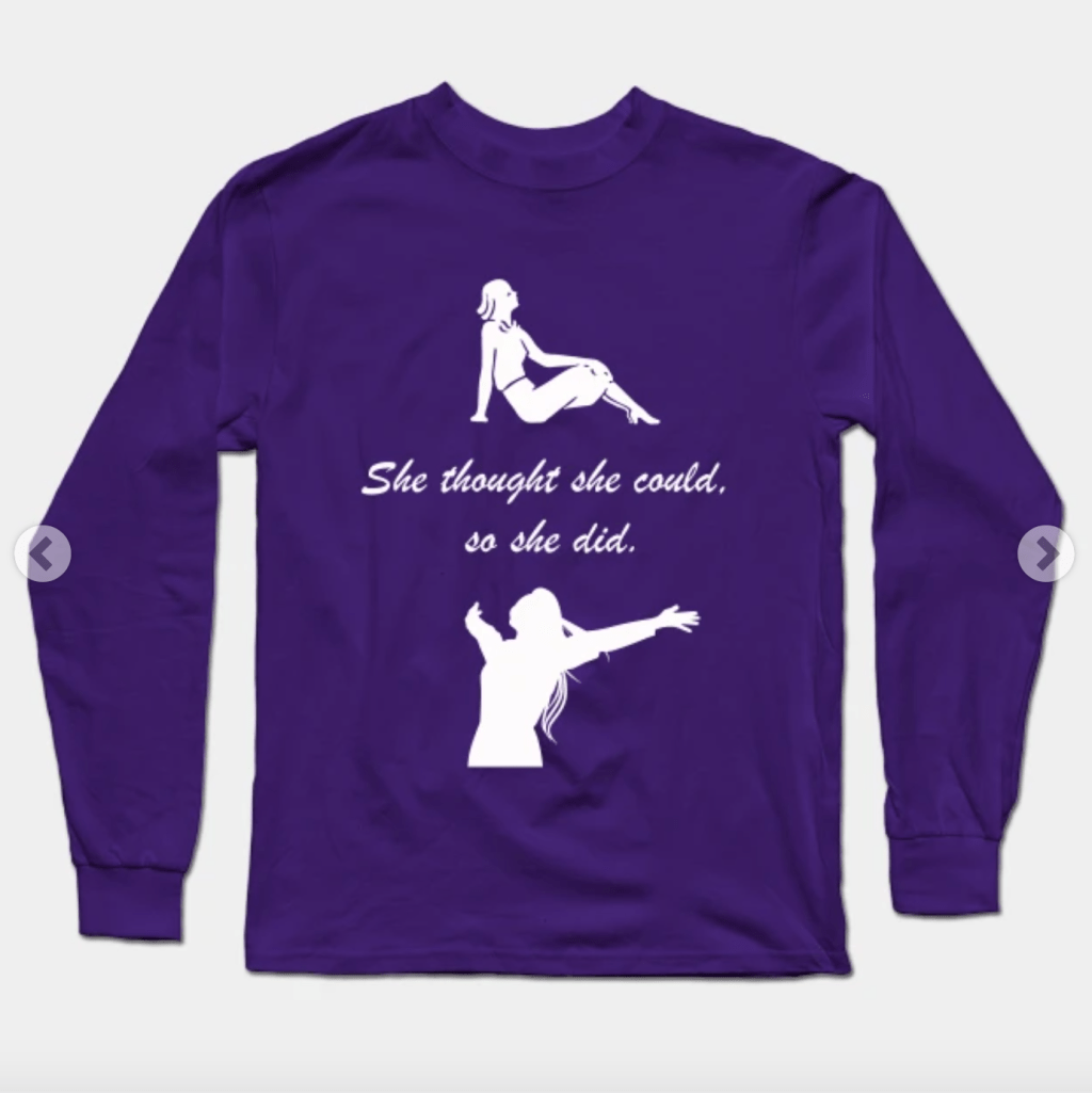 This long sleeve shirt is the perfect gift for a female entrepreneur, co-worker, friend, wife, daughter, or relative. She'll love the inspirational quote on it, "She thought she could, so she did." Colors: This long sleeve T-shirt comes in the following colors: Purple, Black, Navy, Royal Blue, Red, Maroon, Cardinal, Orange, Yellow, and Green.
Material: 100% cotton